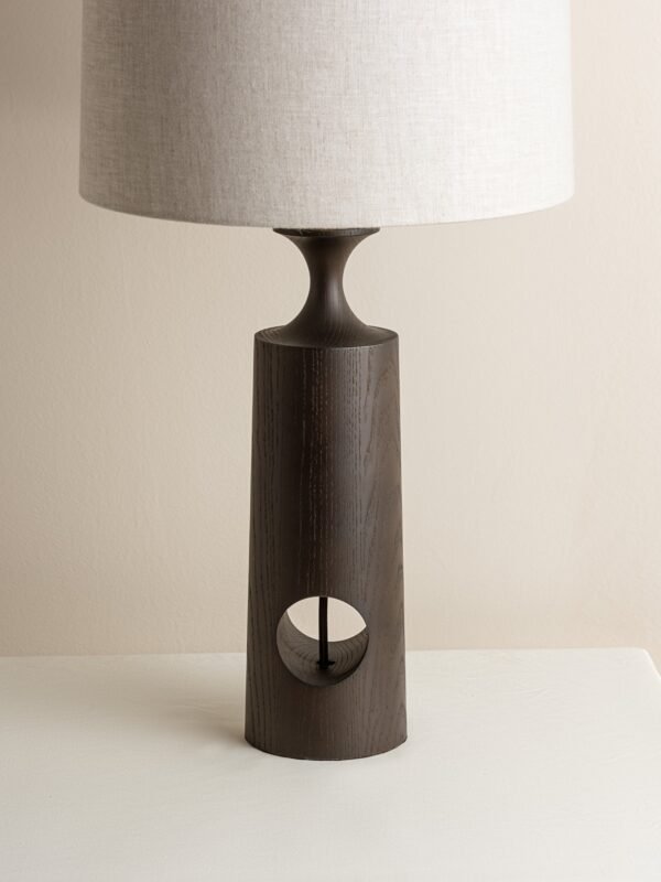 Morton - dark wood and linen table lamp - Image 5
