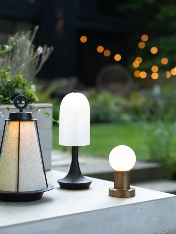 Lanterna - bronze and linen rechargeable table lamp - Image 6
