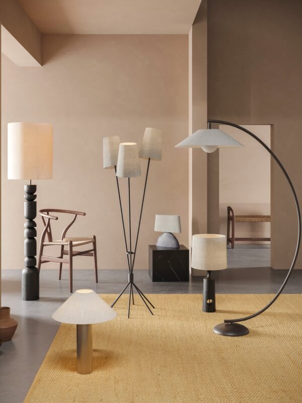 Circo - arc bronze and linen floor lamp - Image 7