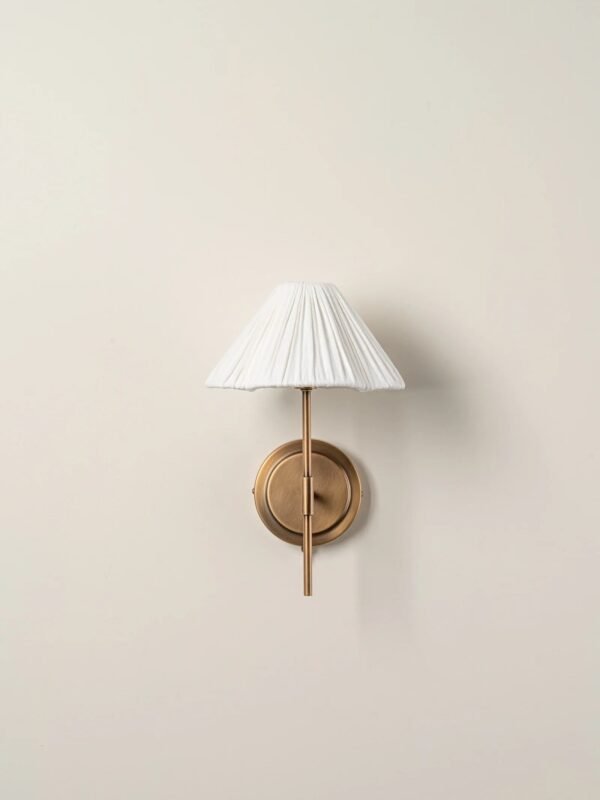 Lindi - aged brass and linen scalloped wall light - Image 6