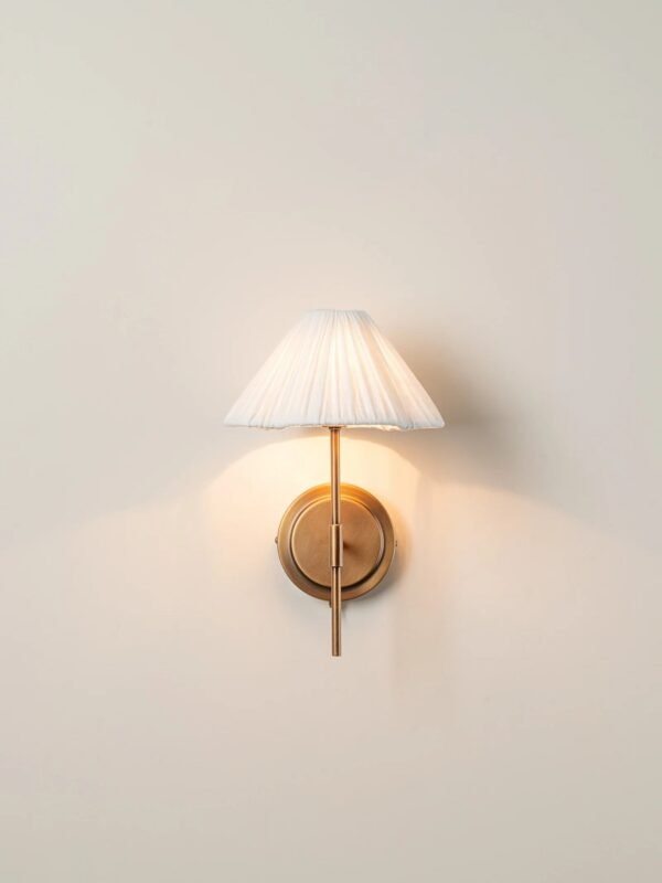 Lindi - aged brass and linen scalloped wall light - Image 5