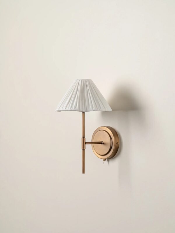 Lindi - aged brass and linen scalloped wall light - Image 4