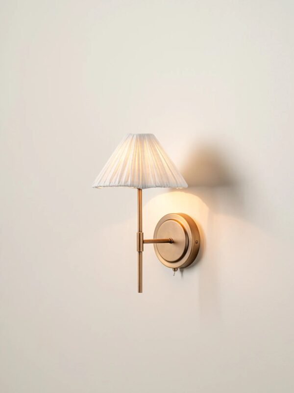 Lindi - aged brass and linen scalloped wall light - Image 3