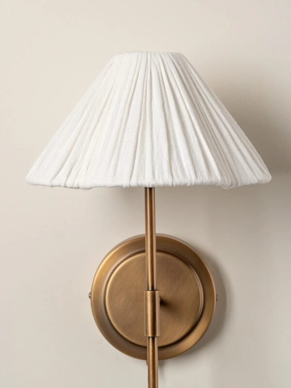 Lindi - aged brass and linen scalloped wall light - Image 2
