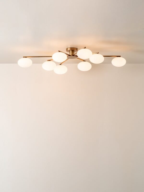 Imperial - 8 light aged brass and opal flush pendant - Image 2