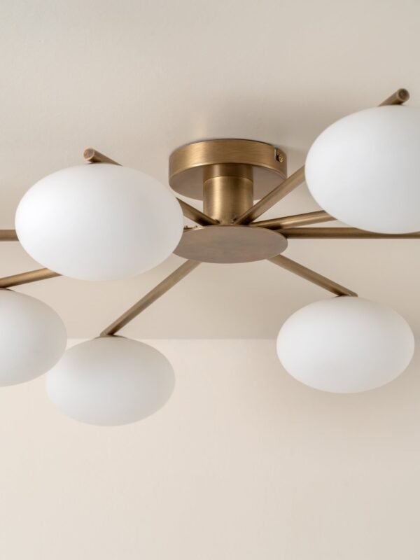 Imperial - 8 light aged brass and opal flush pendant - Image 3