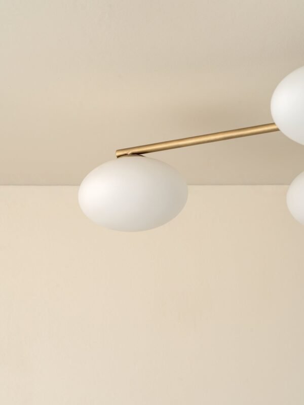 Imperial - 8 light aged brass and opal flush pendant - Image 4