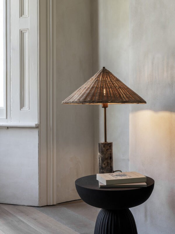Ardini - 1 light rattan and brown marble table lamp - Image 2