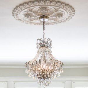 Lina - 4 light antique brass crystal glass chandelier