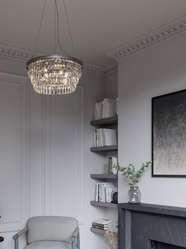 Alila - 5 light graphite silver tiered crystal glass chandelier - Image 2