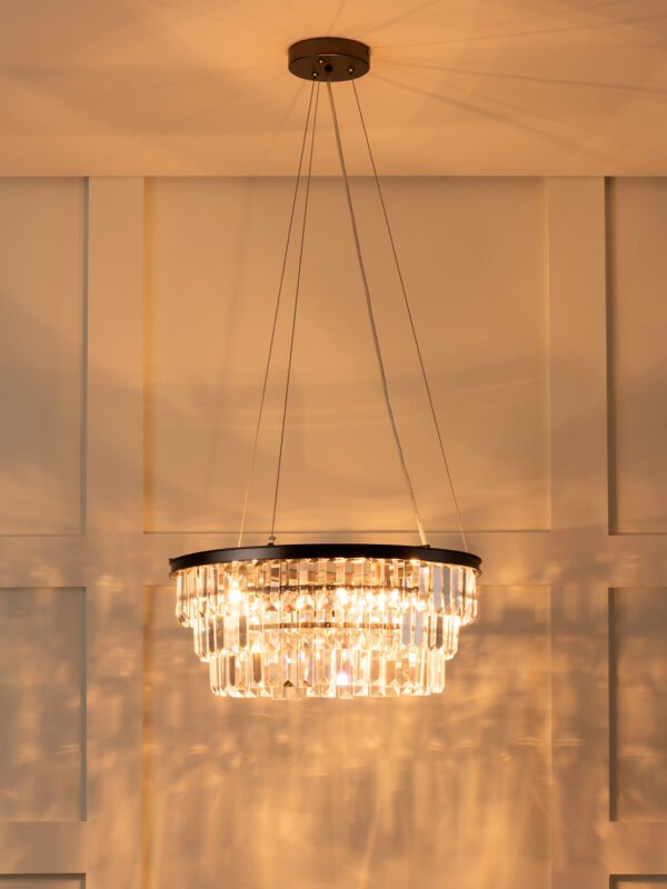 Alila - 5 light graphite silver tiered crystal glass chandelier - Image 3