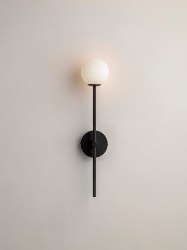 Chelso - matt black and opal wall light - Image 2