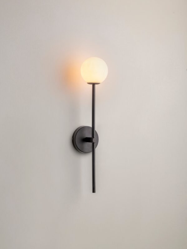 Chelso - matt black and opal wall light - Image 3