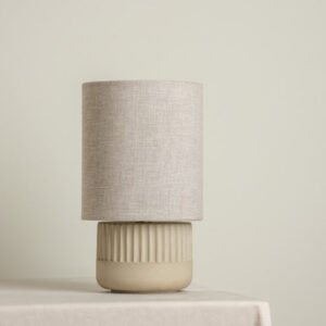 Enza - warm white ribbed concrete table lamp
