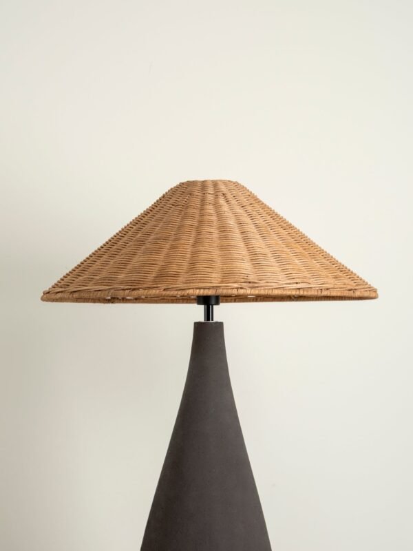 Miata - charcoal concrete and rattan table lamp - Image 5