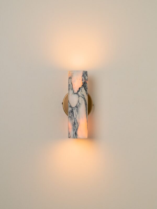 Calla - 2 light Calacatta marble and aged brass wall light - Image 4