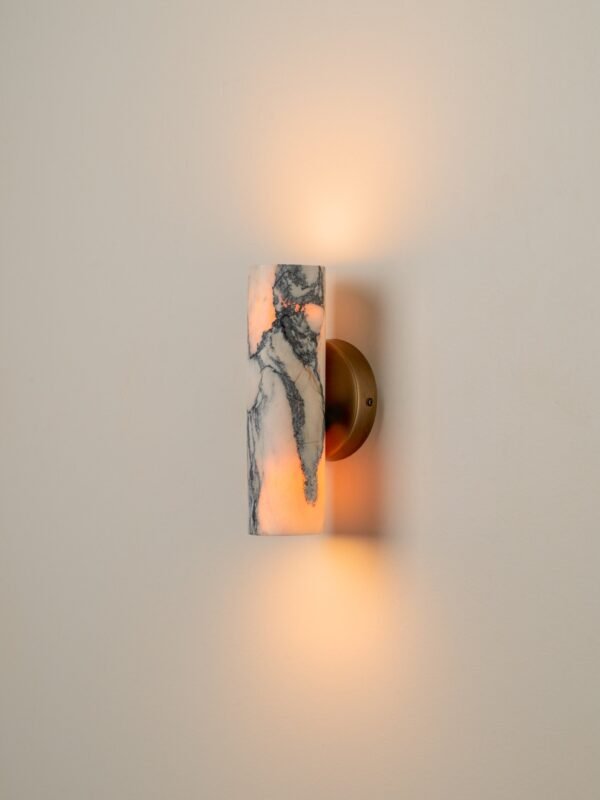 Calla - 2 light Calacatta marble and aged brass wall light - Image 2